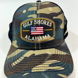 Camo Men's Trucker Hat Golf Shores Alabama Mesh Back Adjustable